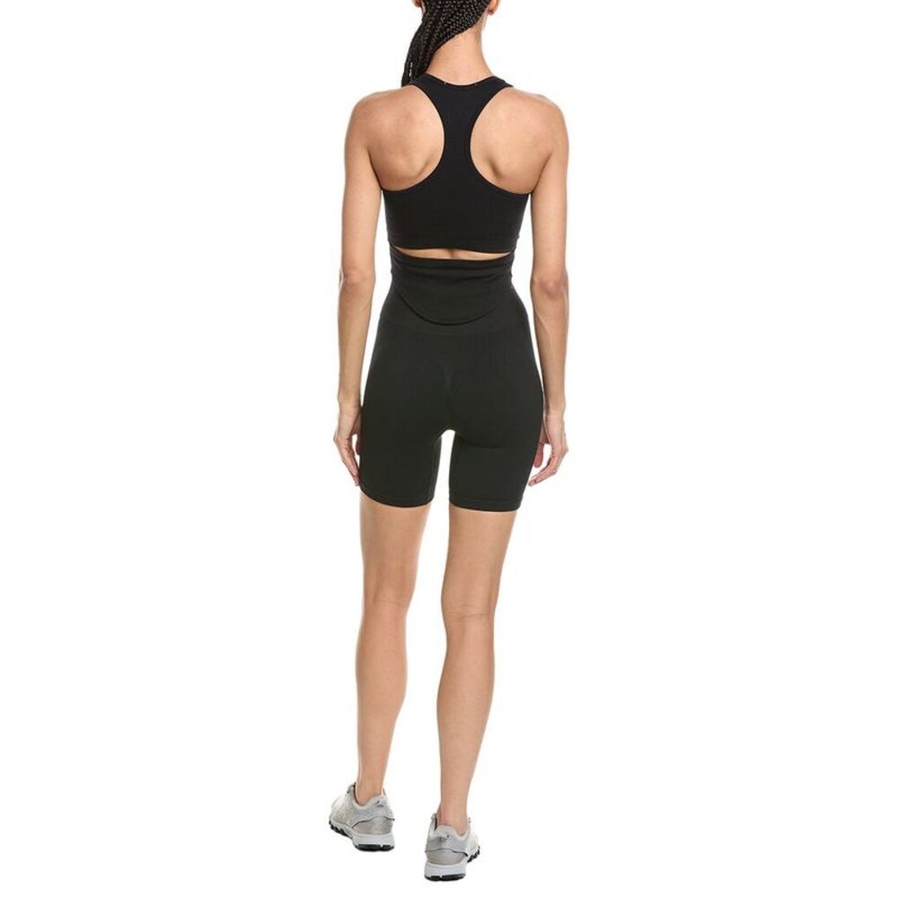 Marion Womens 2Pc 6In Back Cutout Top & Biker Short Set, Black - Picture 2 of 3